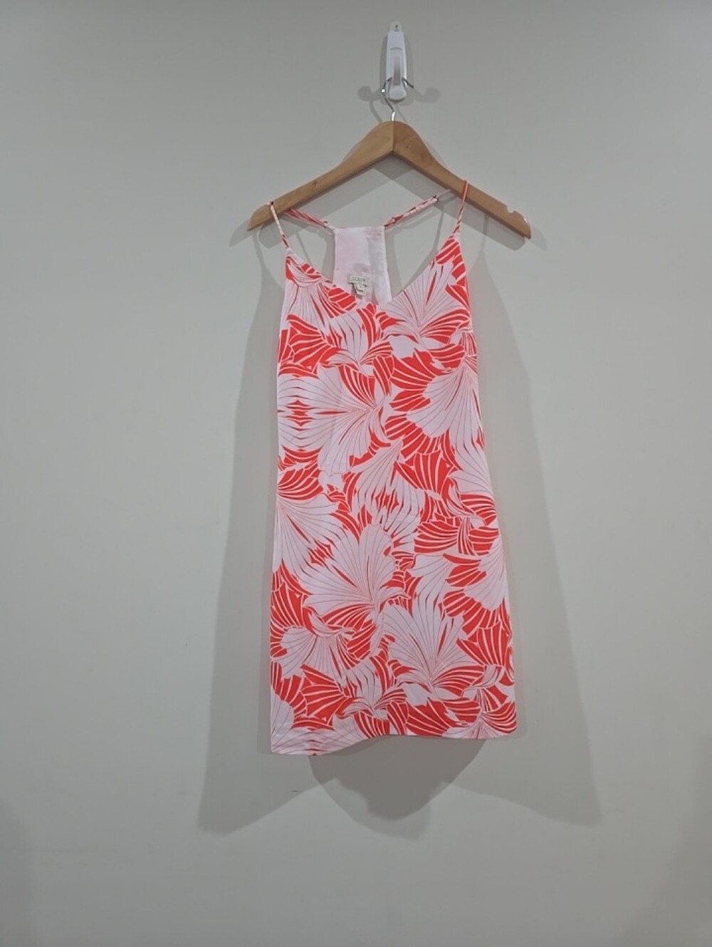 J Crew 2  Slip Dress Tropical Floral Hawaiian Resort Vacation Leafy White Orange